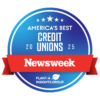 Blue And White Badge For "America's Best Credit Unions 2025" By Newsweek And Plant-A Insights Group.