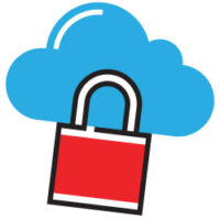 Cloud security icon depicting a cloud with a secure lock, emphasizing the importance of data protection in cloud services.